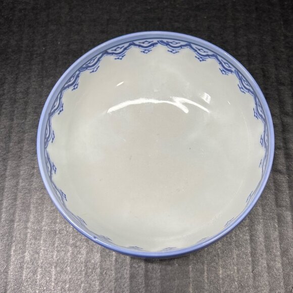 Vtg Asian Children Themed Porcelain Rice Bowl Blue White 4 1/2"Round Set 3 - Picture 7 of 8
